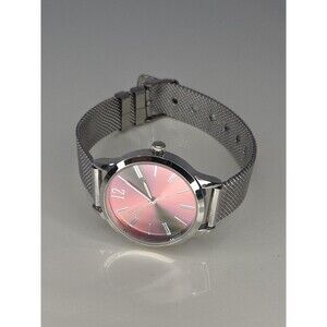 Accutime Watch Corp Women's stainless steel mesh band Circular Pink Face EUC